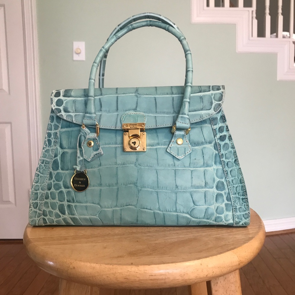 Baby blue alligator-styled leather Dooney & bourke